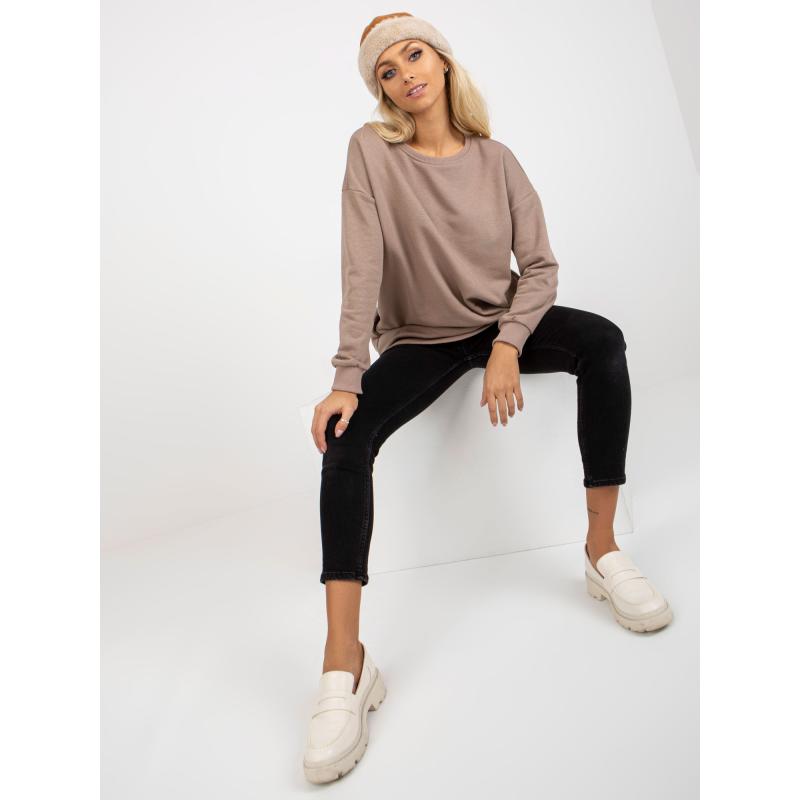 Női túlméretezett pulcsi zsebekkel KREA sötétbézs sötétbézs