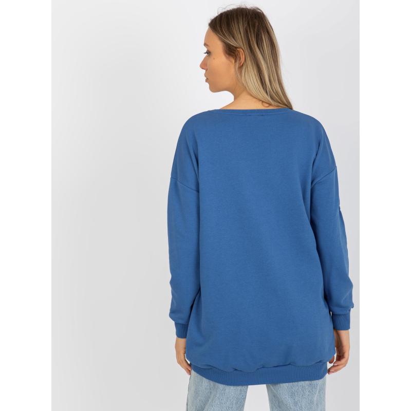 Női kerek nyakú pulóver LARYENE sötétkék