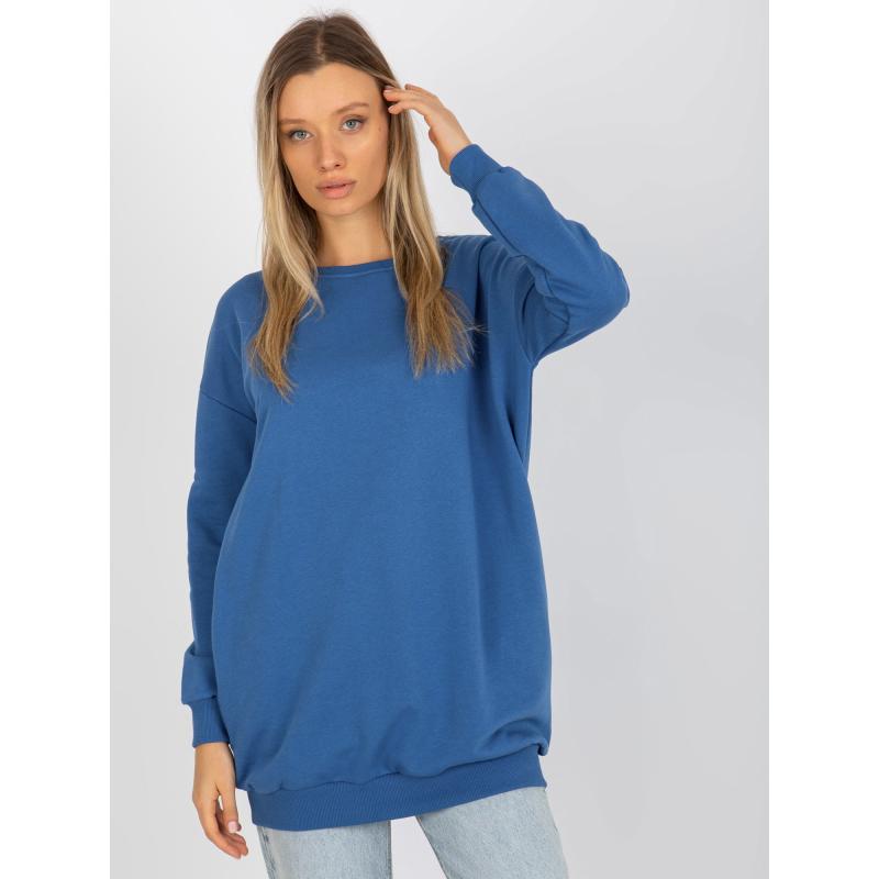 Női kerek nyakú pulóver LARYENE sötétkék