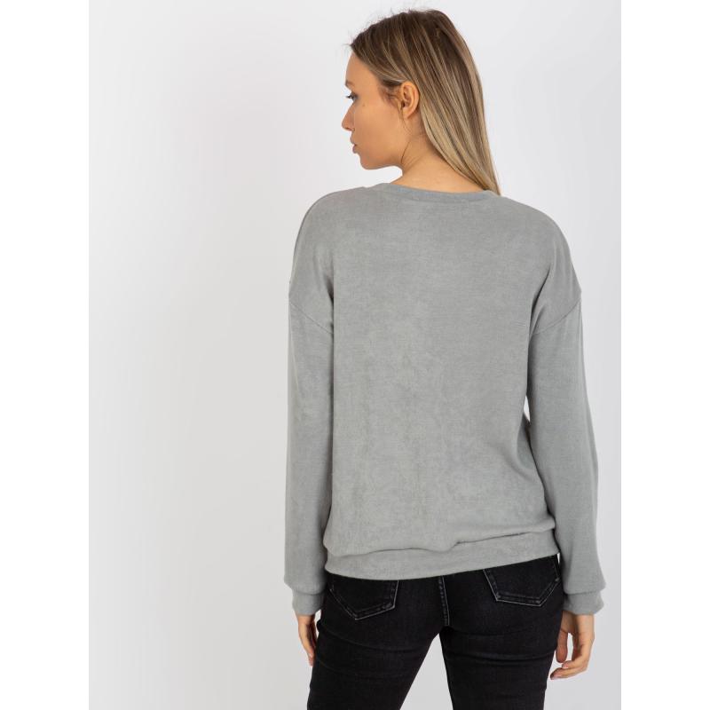 Női pulóver applikációval TRISHA szürke
