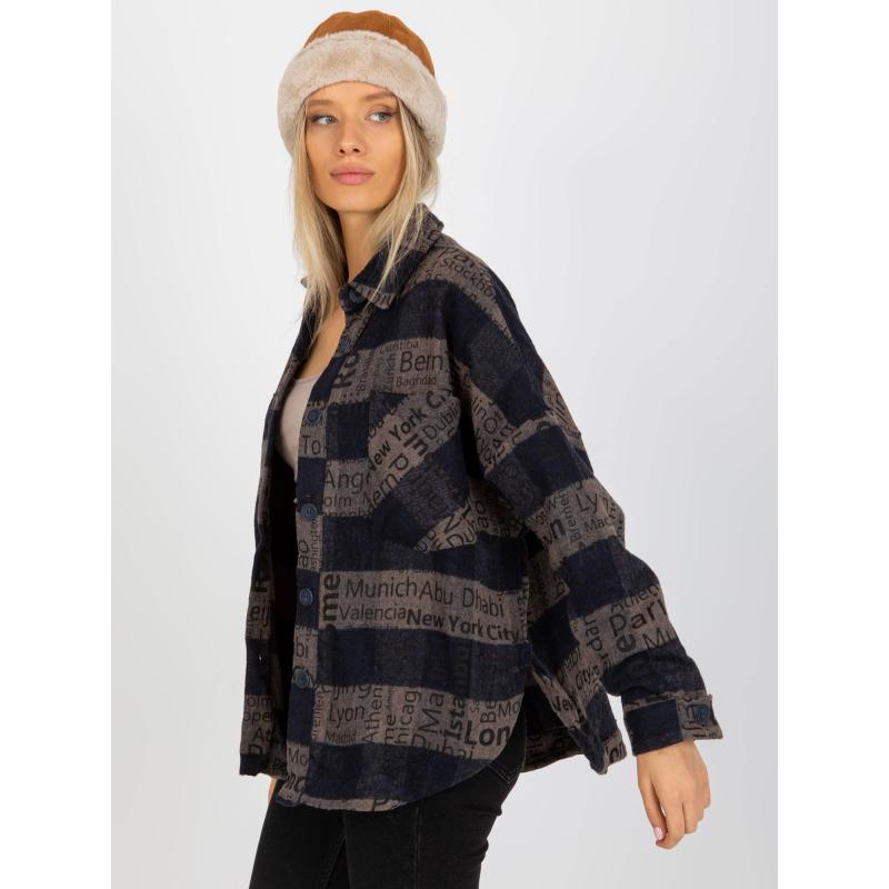 Dámska košeľa s vreckami kockovaná CHITA námornícky modrá a tmavo šedá