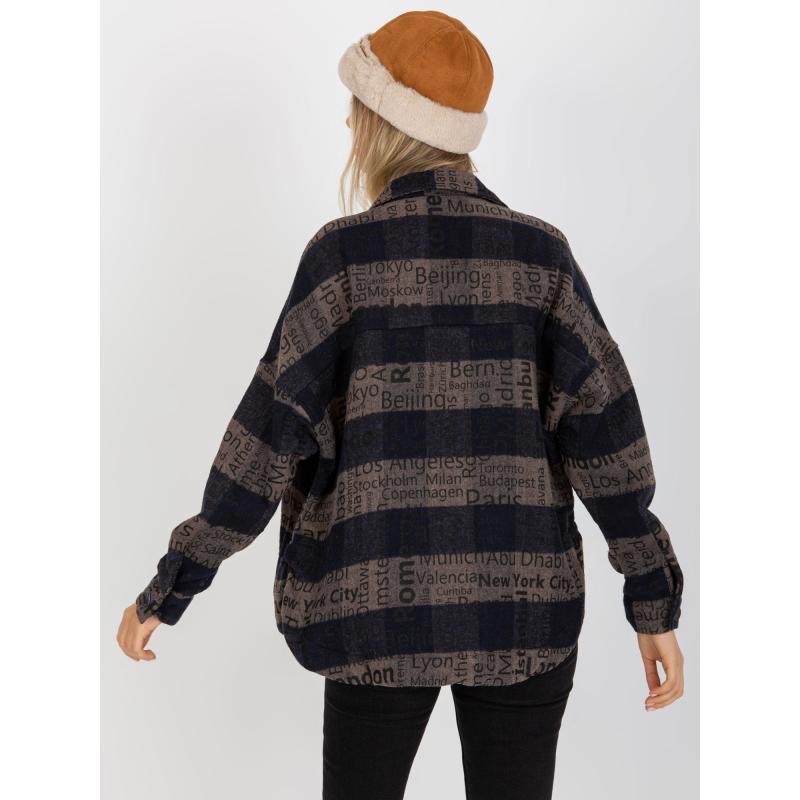 Dámska košeľa s vreckami kockovaná CHITA námornícky modrá a tmavo šedá