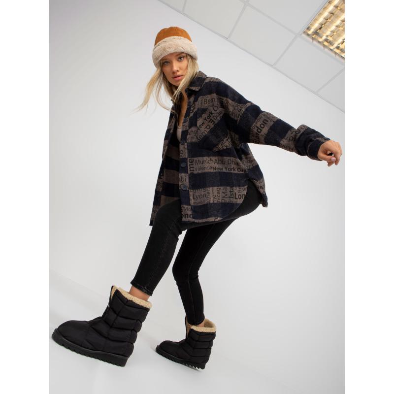 Dámska košeľa s vreckami kockovaná CHITA námornícky modrá a tmavo šedá