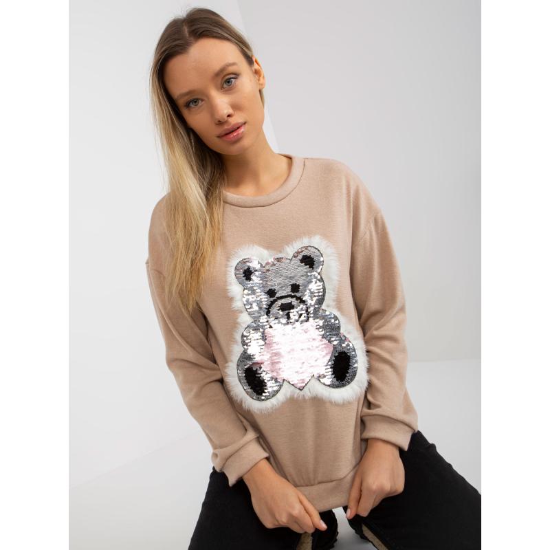 Női kardigán KRYSTLE applikációval bézs színben