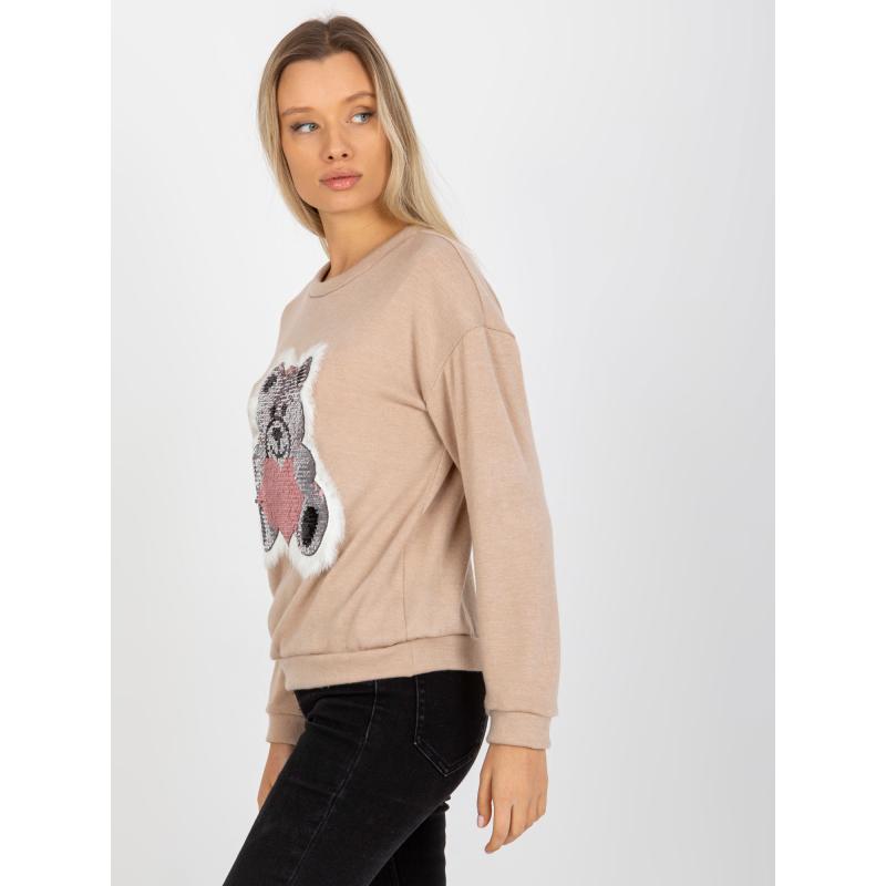 Női kardigán KRYSTLE applikációval bézs színben