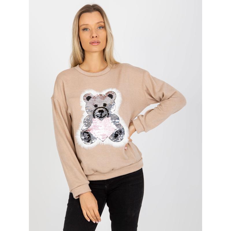 Női kardigán KRYSTLE applikációval bézs színben