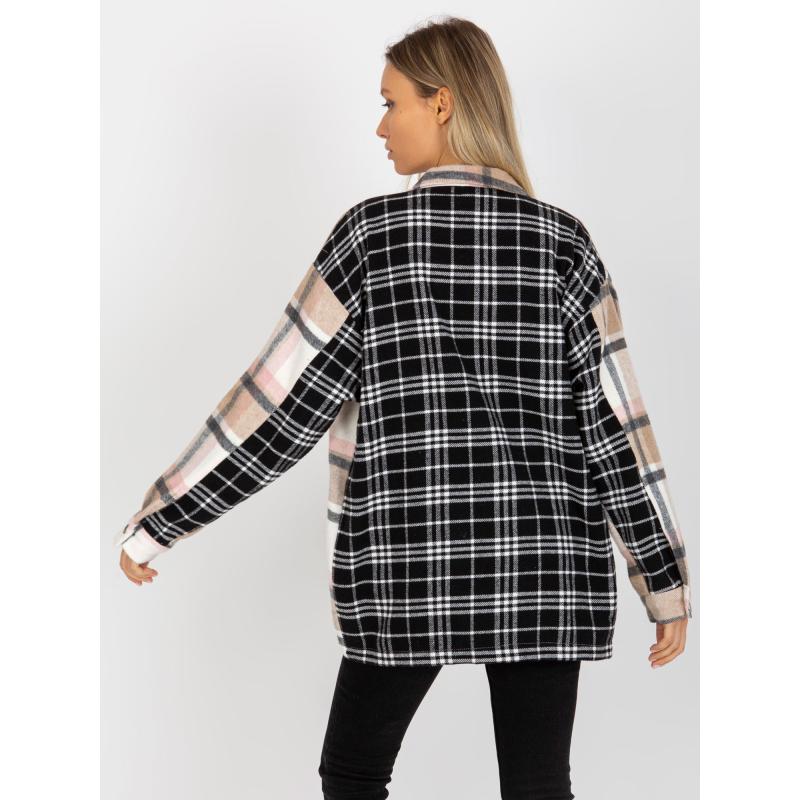 Női hosszú ujjú kockás ing zsebekkel AUDRA barna és fekete AUDRA barna és fekete