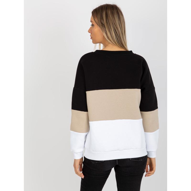 Női V-nyakú pulóver MORA fekete és bézs színben