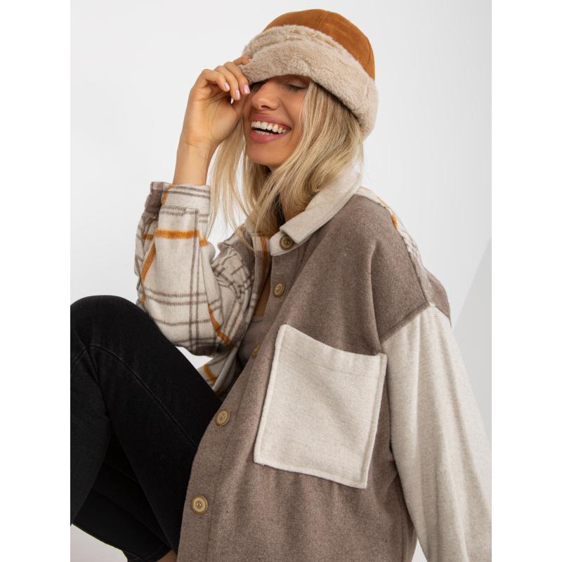 Dámska košeľa oversize dvojfarebná kockovaná GENESIS béžová