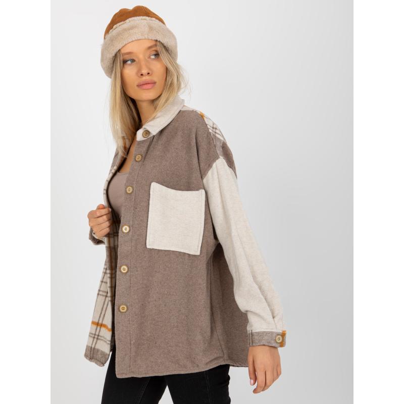 Dámska košeľa oversize dvojfarebná kockovaná GENESIS béžová