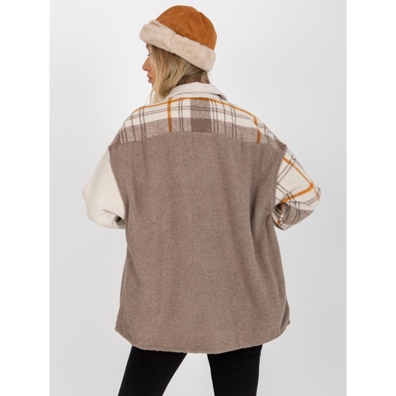 Dámska košeľa oversize dvojfarebná kockovaná GENESIS béžová