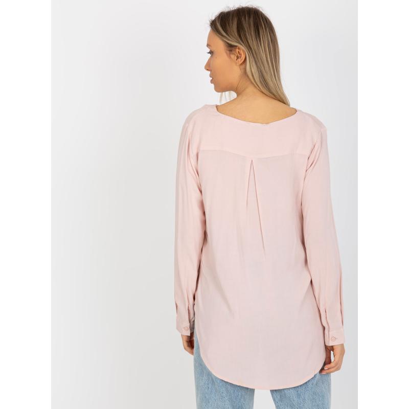 Női V-nyakú blúz SUBLEVEL világos rózsaszín