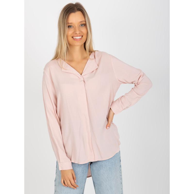 Női V-nyakú blúz SUBLEVEL világos rózsaszín