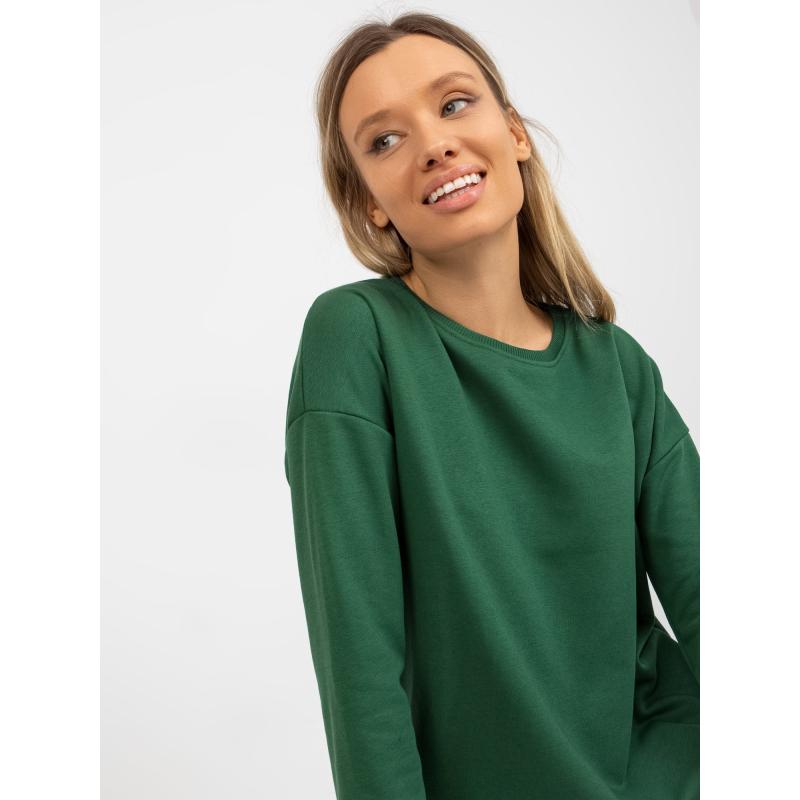 Női pamut pulóver MARLY Sötétzöld