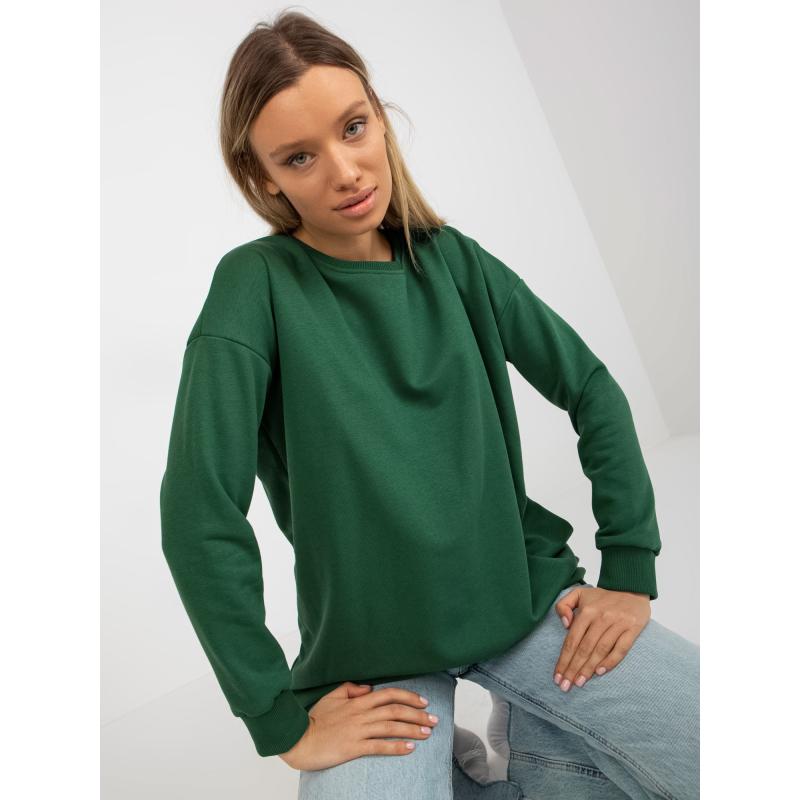 Női pamut pulóver MARLY Sötétzöld