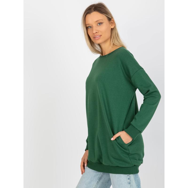 Női pamut pulóver MARLY Sötétzöld