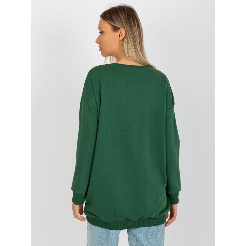 Női pamut pulóver MARLY Sötétzöld