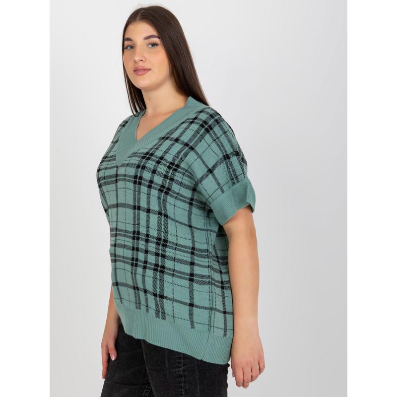 Dámská vesta plus size kostkovaná CHARLENA mátová 