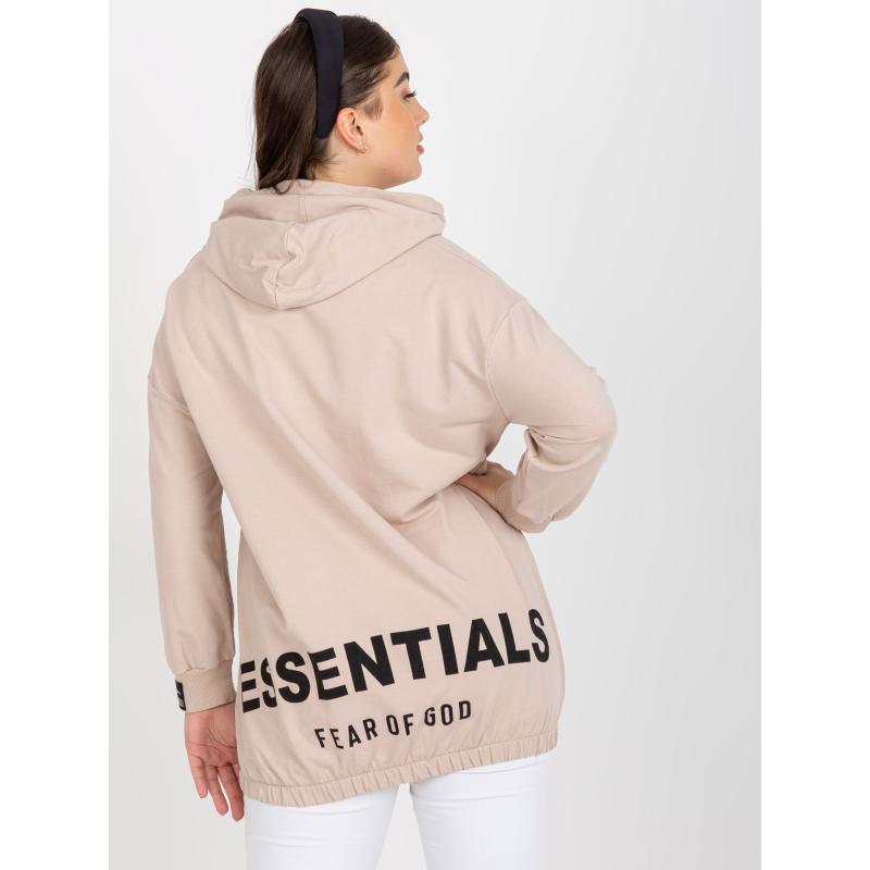 Női plus size kapucnis pulóver zsebekkel LONDON bézs színű