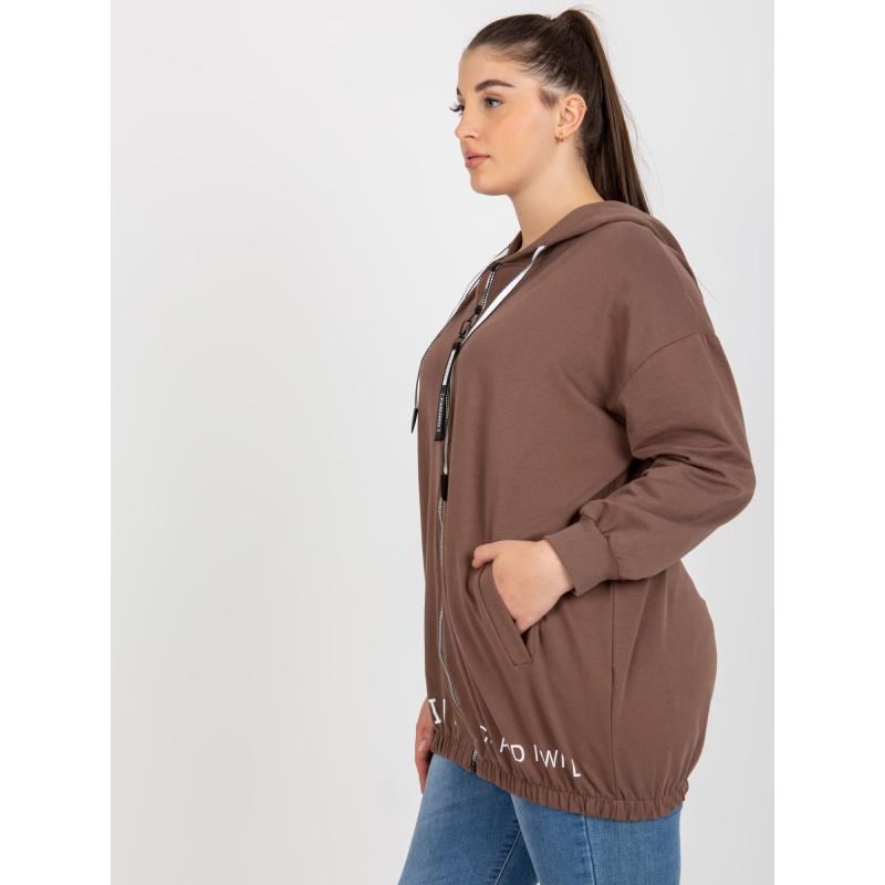 Dámská mikina plus size s kapucí SCARLET hnědá 