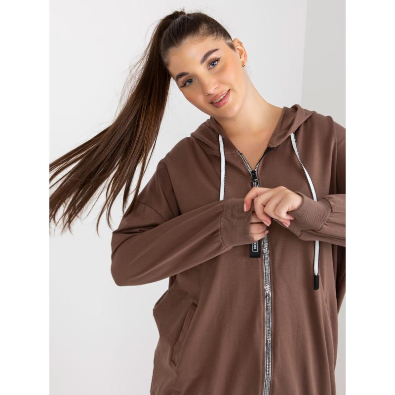 Dámská mikina plus size s kapucí SCARLET hnědá 