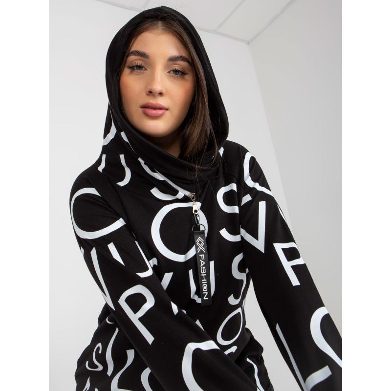 Női plus size kapucnis pulóver kapucnival és DIANA felirattal fekete színben