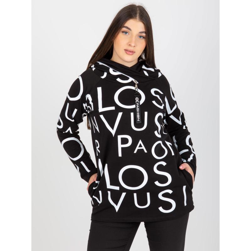 Női plus size kapucnis pulóver kapucnival és DIANA felirattal fekete színben