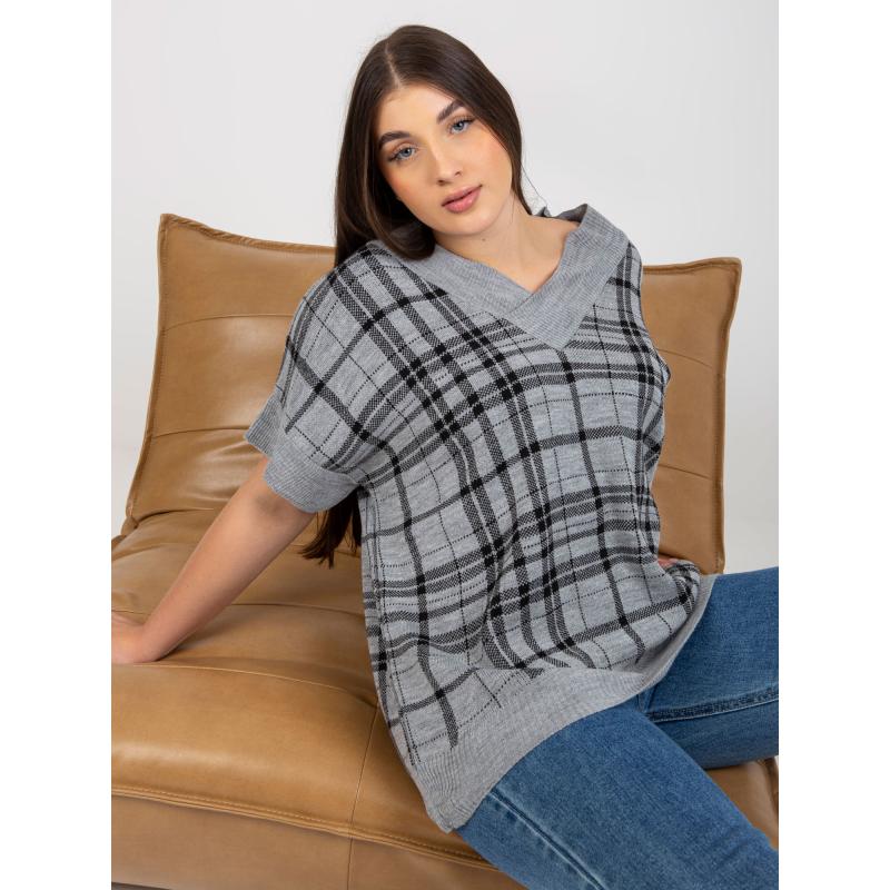 Dámská vesta plus size s výstřihem do V BENYCE šedá 
