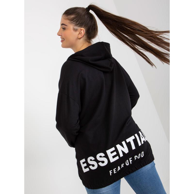 Dámská mikina s kapucí a kapsami plus size RONA černá 