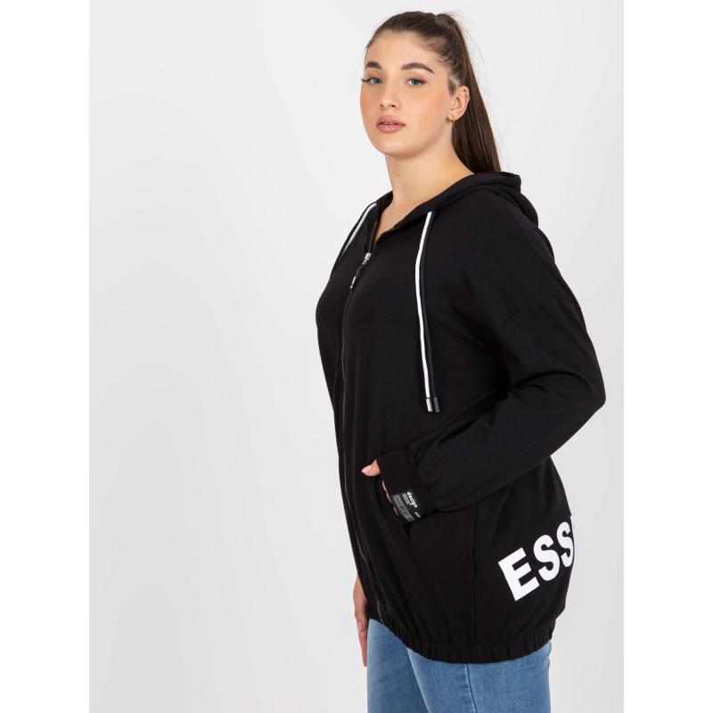 Dámská mikina s kapucí a kapsami plus size RONA černá 