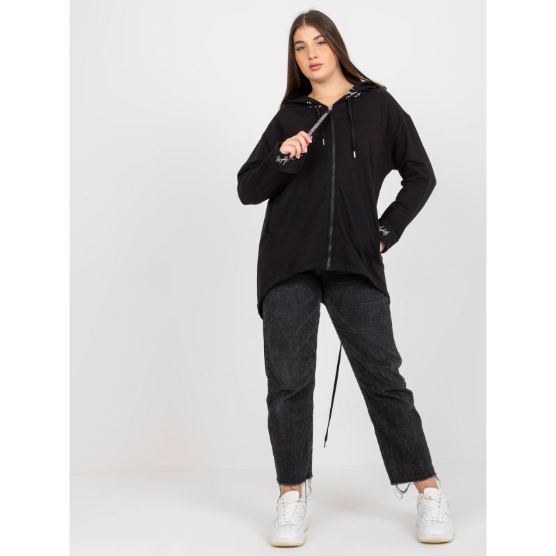 Dámská mikina plus size s kapucí a nápisy BOBBIE černá 