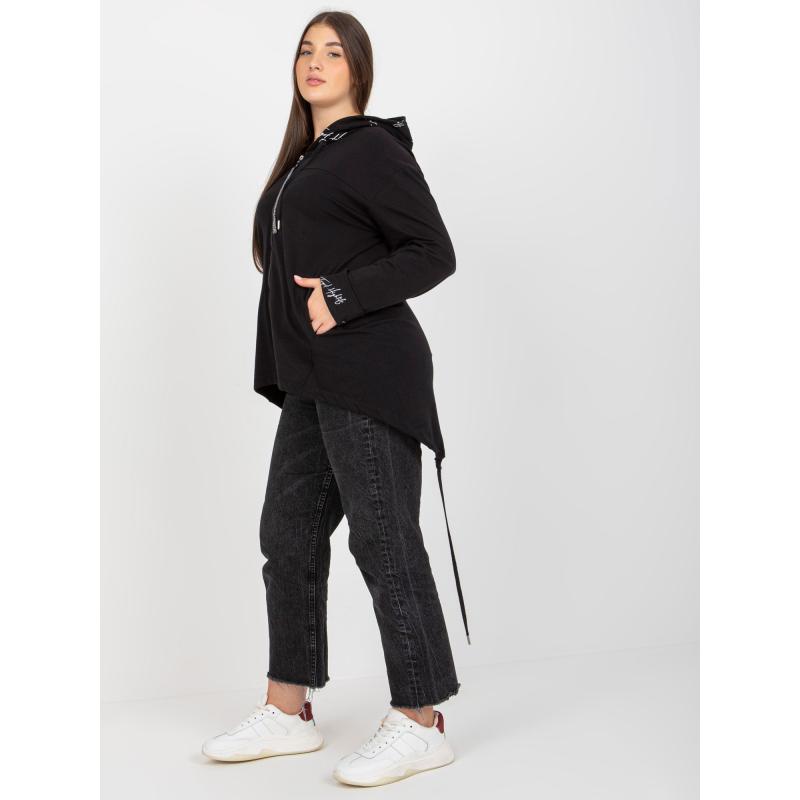 Dámská mikina plus size s kapucí a nápisy BOBBIE černá 