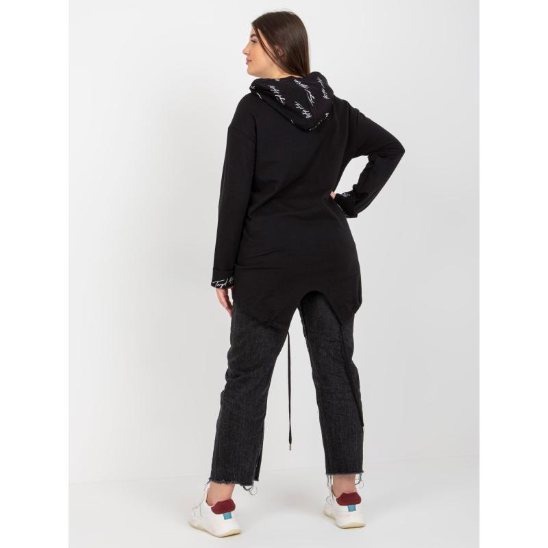 Dámská mikina plus size s kapucí a nápisy BOBBIE černá 