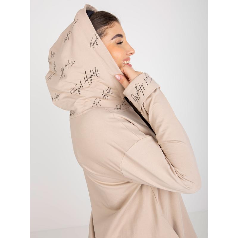 Dámská mikina plus size bez zipu s kapucí a kapsami AILA béžová 