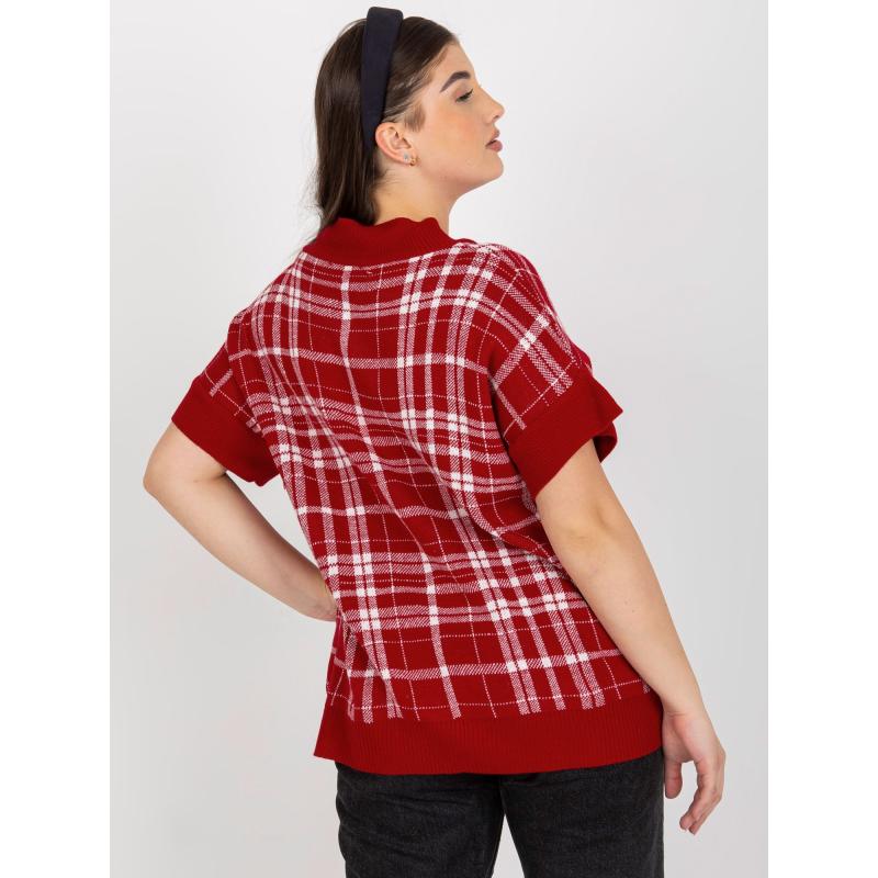 Dámská vesta s kostkovaným vzorem plus size MARCI červená  
