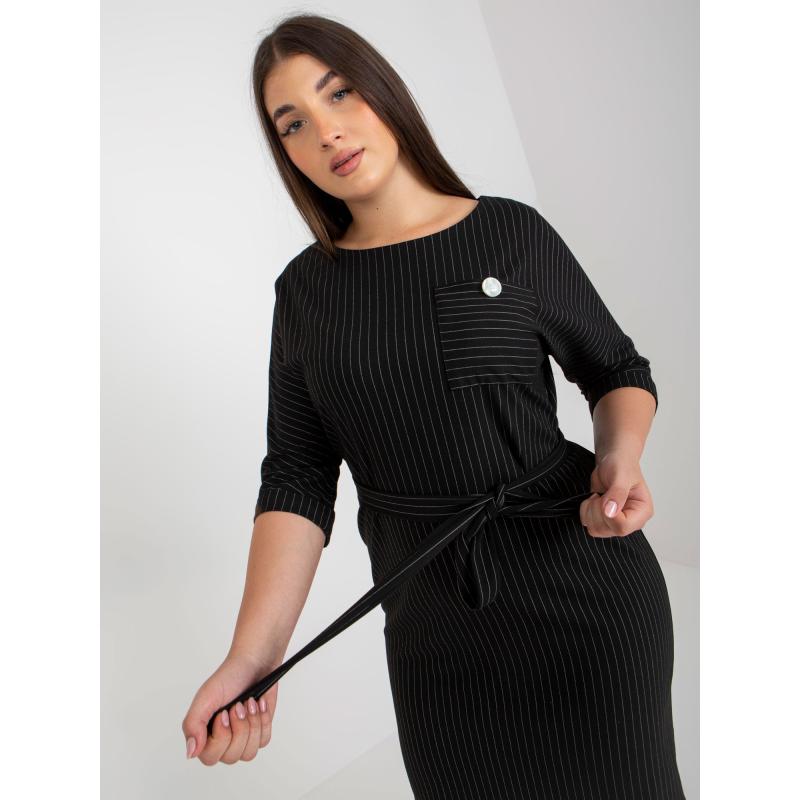 Dámské šaty plus size pruhované tužkové ALANIS černé 