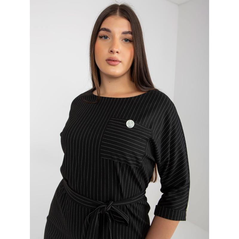 Dámské šaty plus size pruhované tužkové ALANIS černé 