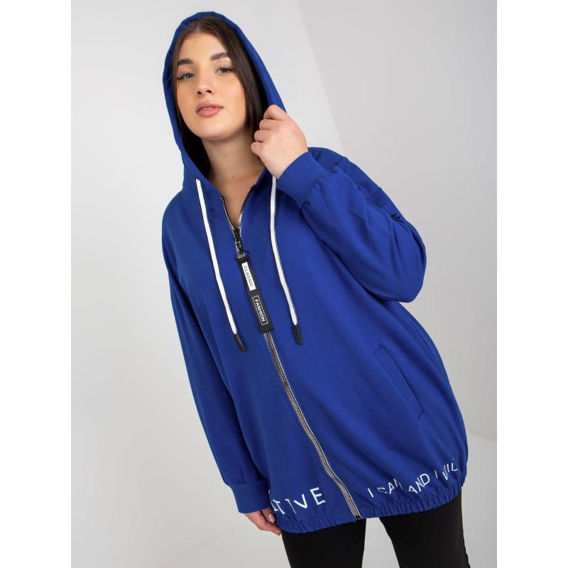 Dámská mikina plus size bez zipu s nápisem SADIE tmavě modrá 
