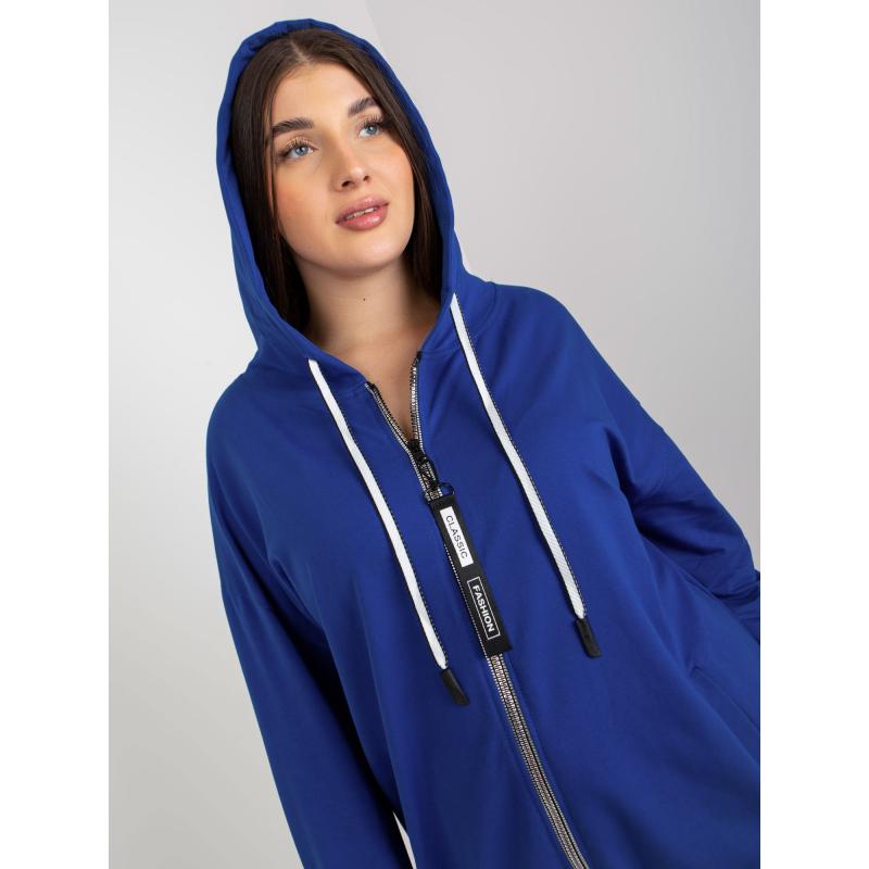 Dámská mikina plus size bez zipu s nápisem SADIE tmavě modrá 