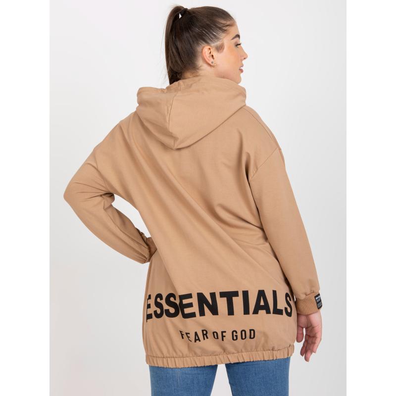 Dámská mikina plus size s nápisem na zádech BRENA hnědá