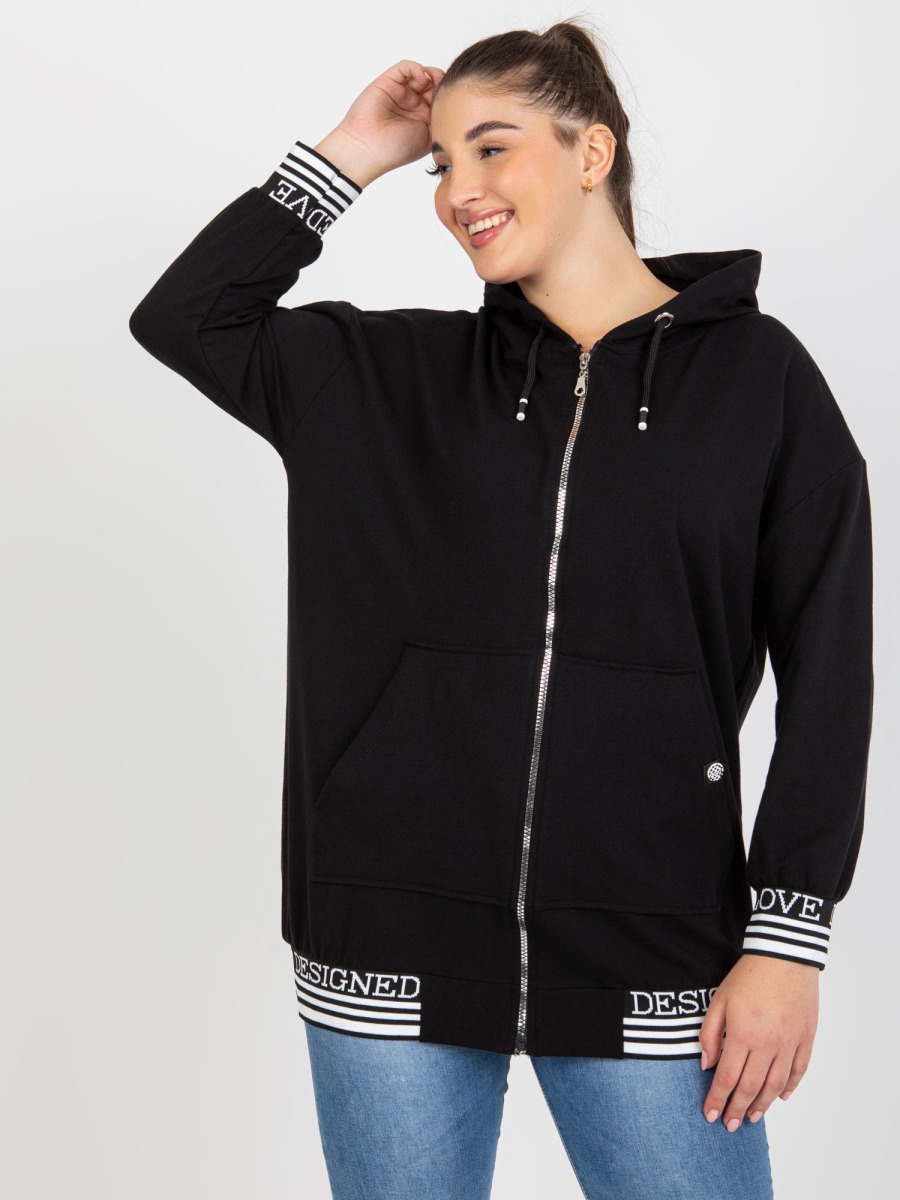 Női plus size kapucnis pulóver ULA fekete