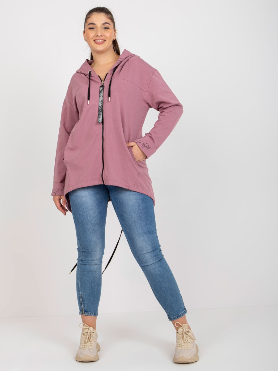 Női kapucnis pulóver plus size SAMMIE rózsaszínű