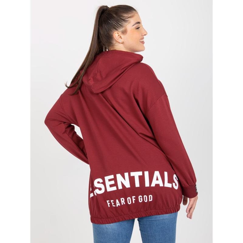 Dámská mikina s potiskem na zádech plus size JESSY bordó