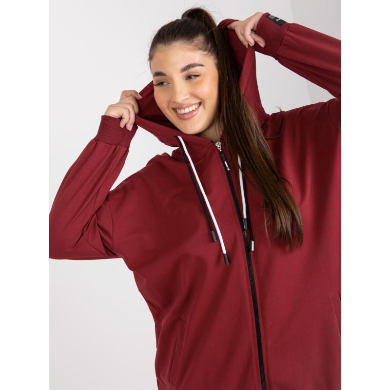Dámská mikina s potiskem na zádech plus size JESSY bordó