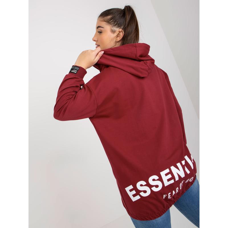 Dámská mikina s potiskem na zádech plus size JESSY bordó