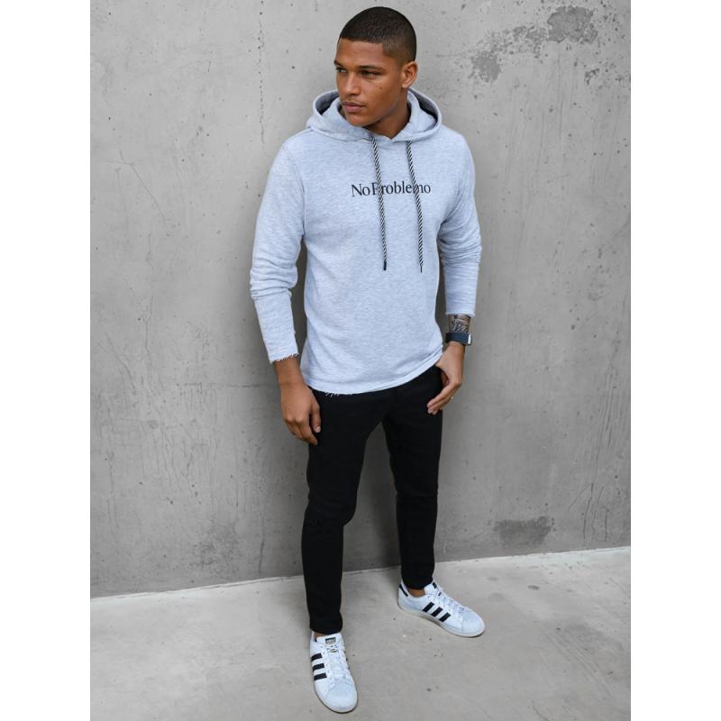 Pánská mikina s kapucí NO PROBLEMO šedá