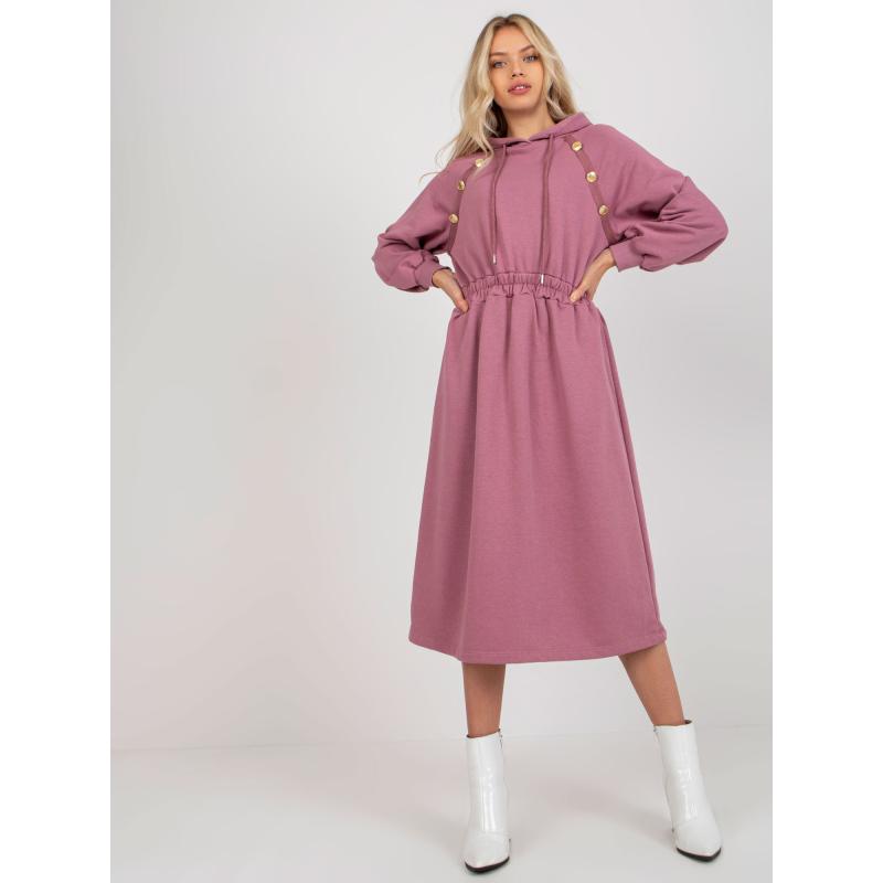 Dámské šaty s knoflíky teplákové LEYA růžové 