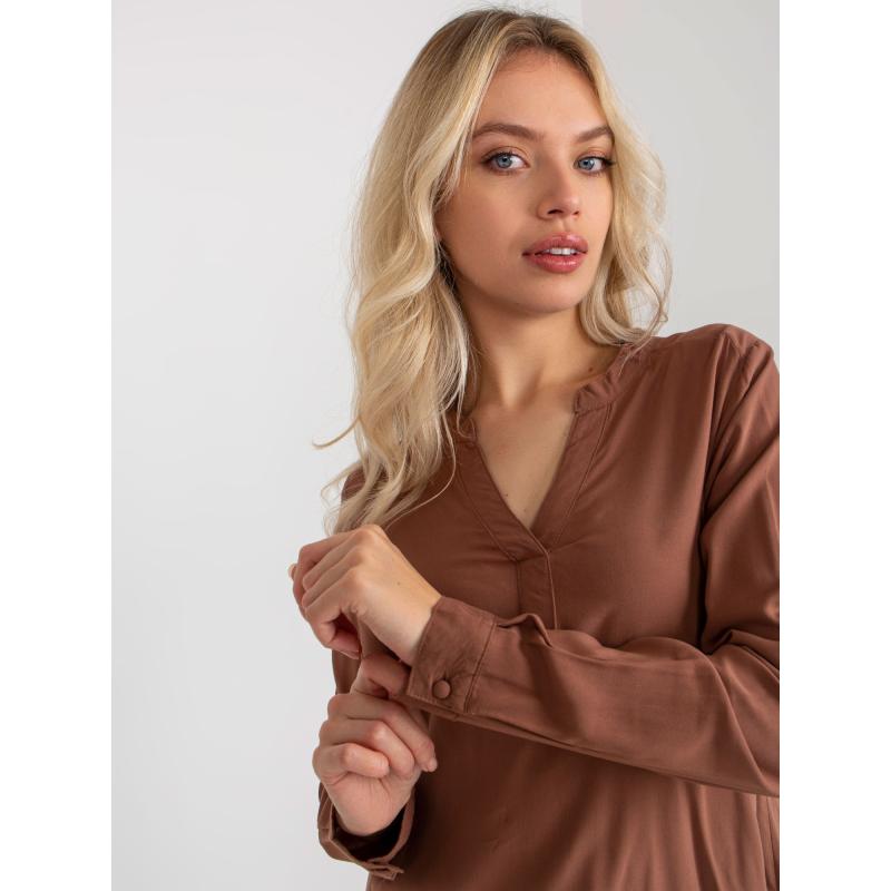 Dámská halenka z viskózy volného střihu SUBLEVEL hnědá