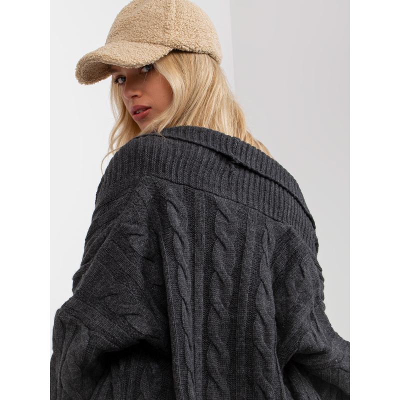 Dámská souprava se svetrem třídílná pletená LEANNA tmavě šedá