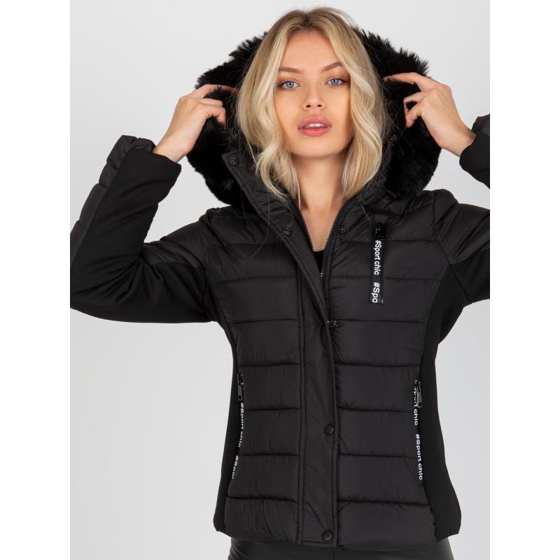 Női átmeneti kapucnis dzseki steppelt AMI fekete
